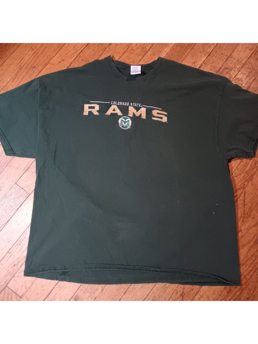 Colorado State Rams Vintage 2XL T-shirt Y2K Green Gildan Crewneck Embroidered